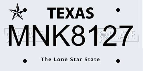 MNK8127 Texas License Plate