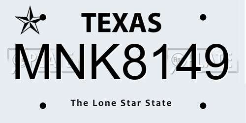 MNK8149 Texas License Plate