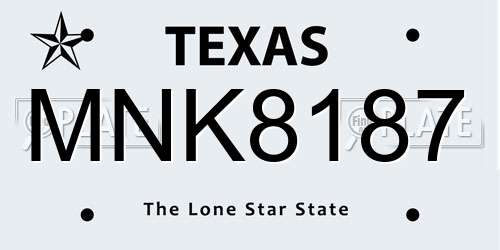 MNK8187 Texas License Plate