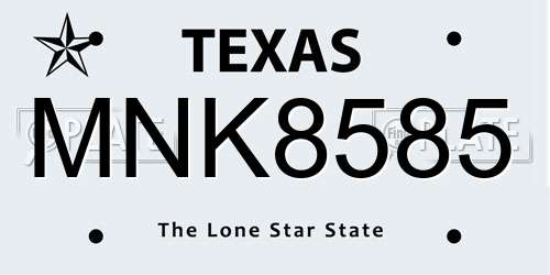 MNK8585 Texas License Plate