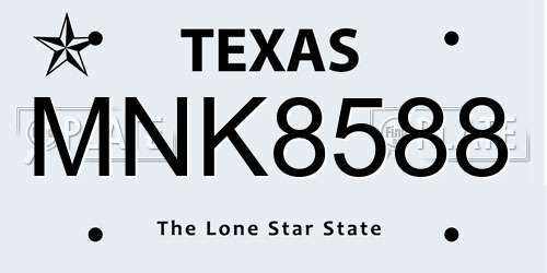 MNK8588 Texas License Plate