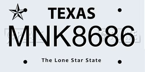 MNK8686 Texas License Plate