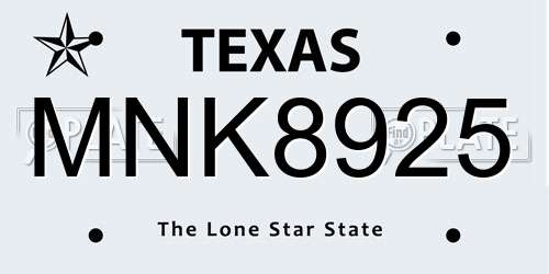 MNK8925 Texas License Plate