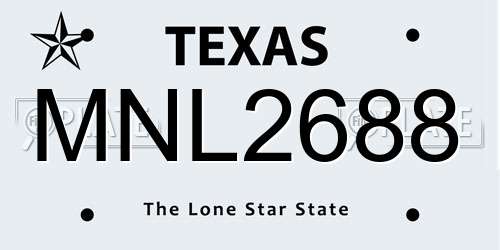 MNL2688 Texas License Plate