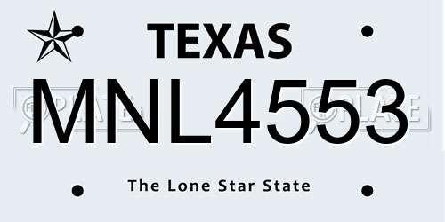 MNL4553 Texas License Plate