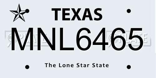 MNL6465 Texas License Plate