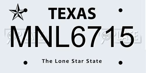 MNL6715 Texas License Plate