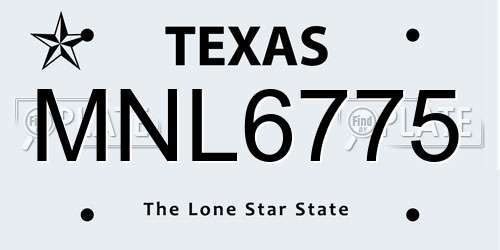 MNL6775 Texas License Plate