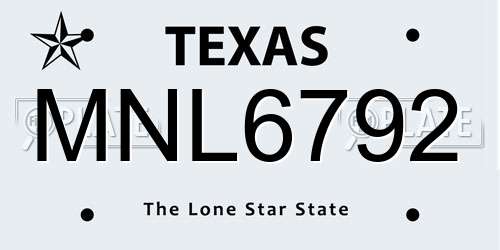 MNL6792 Texas License Plate