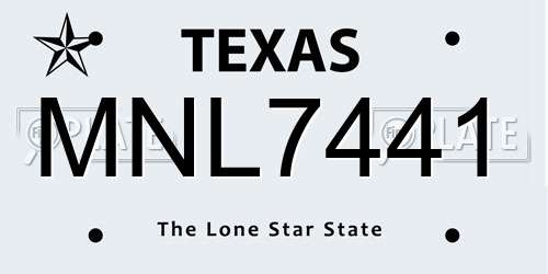 MNL7441 Texas License Plate