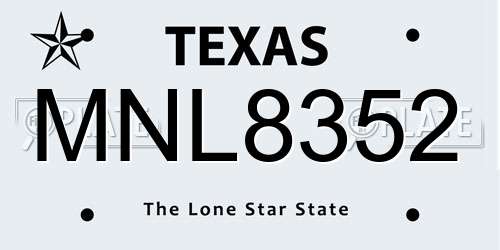 MNL8352 Texas License Plate