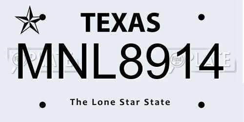 MNL8914 Texas License Plate
