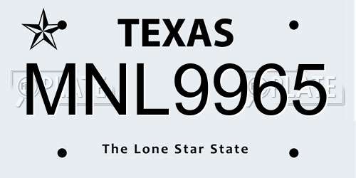 MNL9965 Texas License Plate
