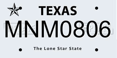 MNM0806 Texas License Plate