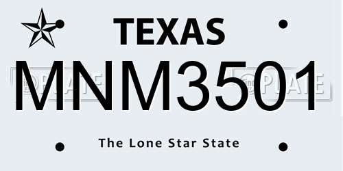 MNM3501 Texas License Plate