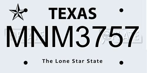 MNM3757 Texas License Plate