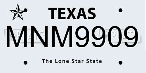 MNM9909 Texas License Plate