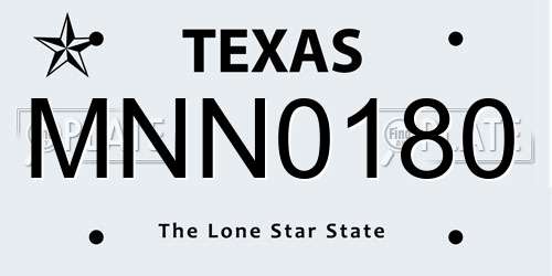 MNN0180 Texas License Plate