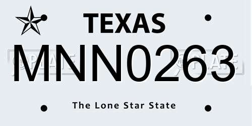 MNN0263 Texas License Plate
