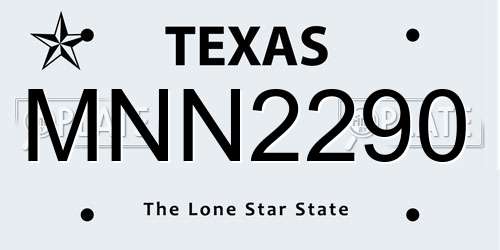 MNN2290 Texas License Plate