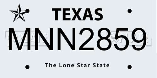 MNN2859 Texas License Plate
