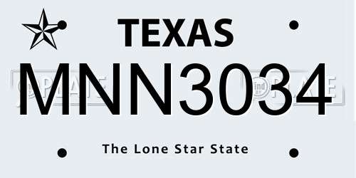 MNN3034 Texas License Plate