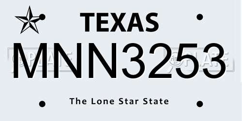 MNN3253 Texas License Plate