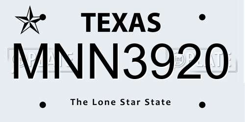 MNN3920 Texas License Plate
