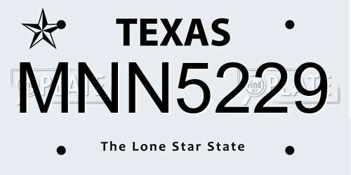 MNN5229 Texas License Plate