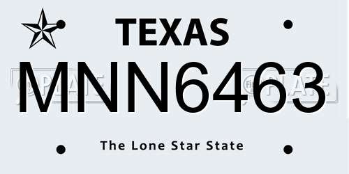 MNN6463 Texas License Plate
