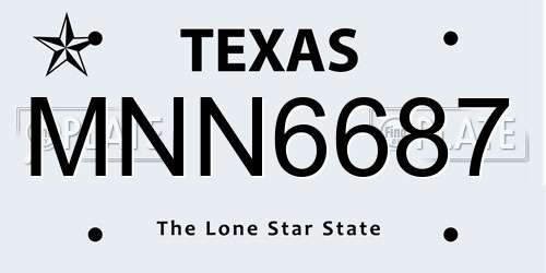 MNN6687 Texas License Plate