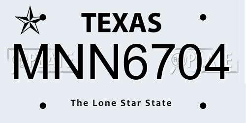 MNN6704 Texas License Plate