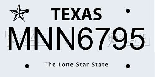 MNN6795 Texas License Plate