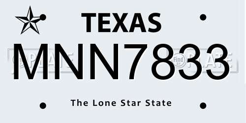 MNN7833 Texas License Plate