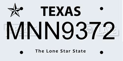 MNN9372 Texas License Plate