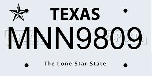 MNN9809 Texas License Plate