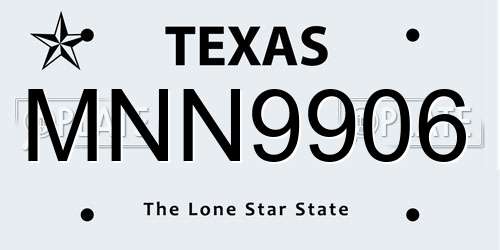 MNN9906 Texas License Plate