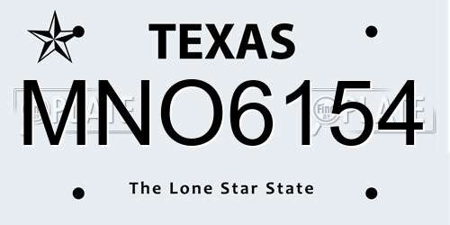MNO6154 Texas License Plate