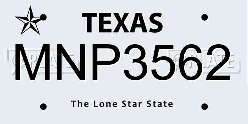 MNP3562 Texas License Plate