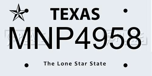MNP4958 Texas License Plate
