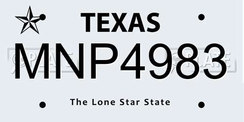 MNP4983 Texas License Plate