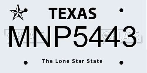 MNP5443 Texas License Plate