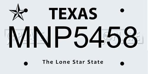 MNP5458 Texas License Plate