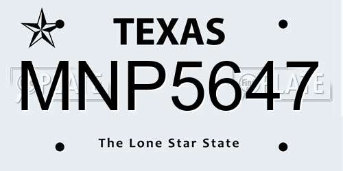 MNP5647 Texas License Plate