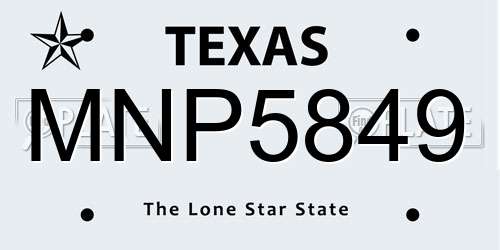 MNP5849 Texas License Plate