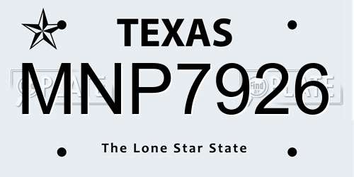 MNP7926 Texas License Plate