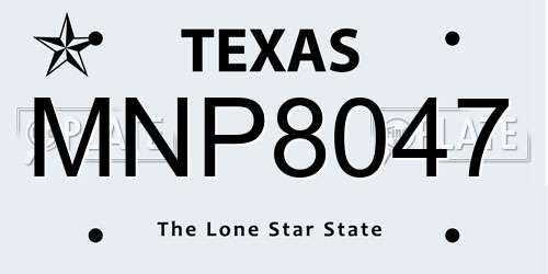 MNP8047 Texas License Plate