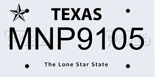 MNP9105 Texas License Plate