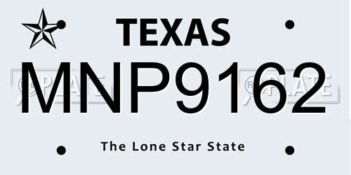 MNP9162 Texas License Plate