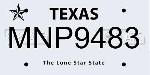 MNP9483 Texas License Plate